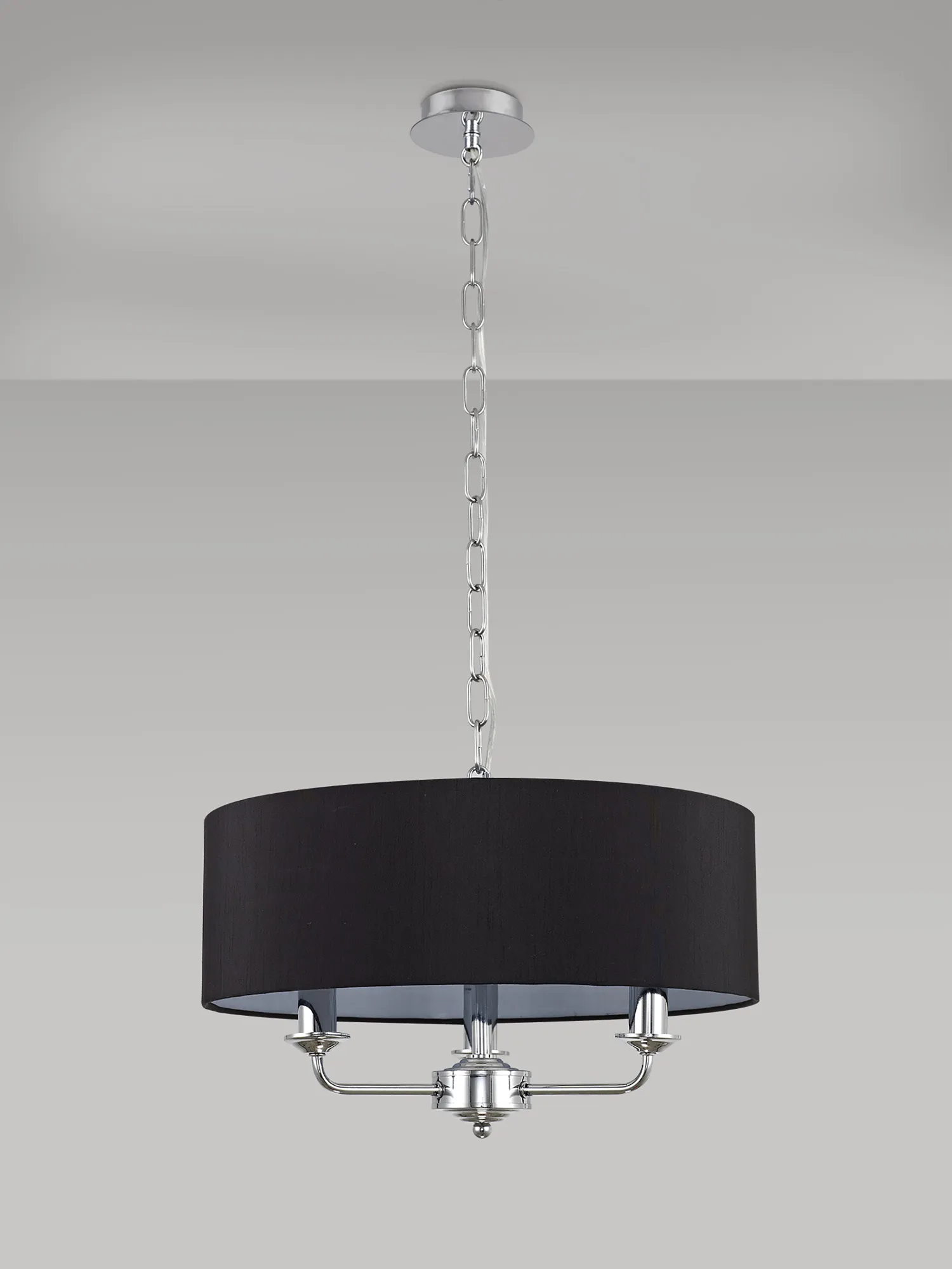 Banyan 45cm 3 Light Pendant Polished Chrome; Black DK0007  Deco Banyan CH BL